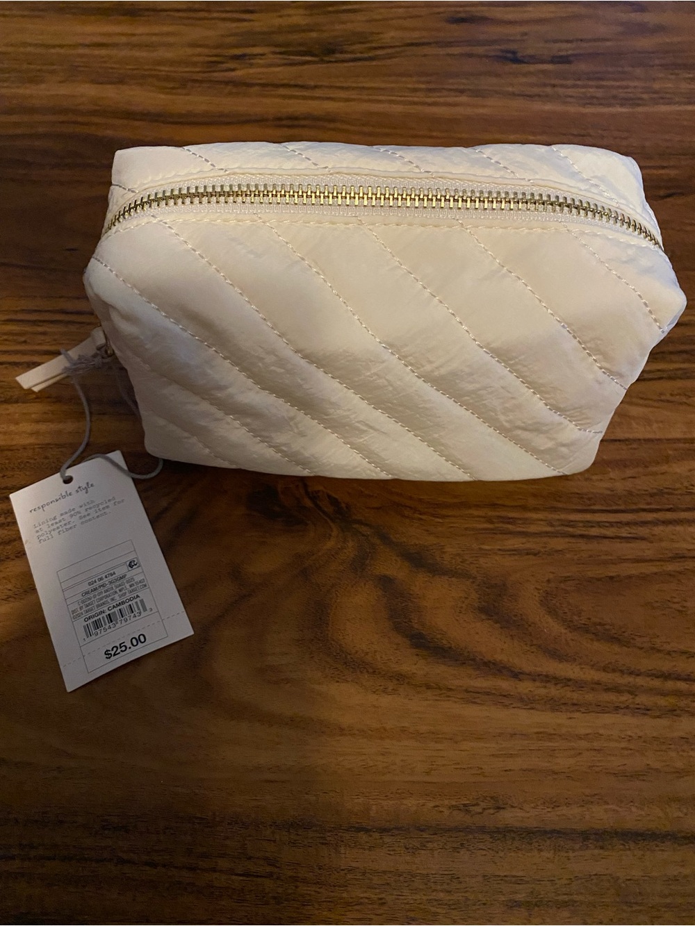 Universal Thread Quilted Cream Cosmetic Pouch